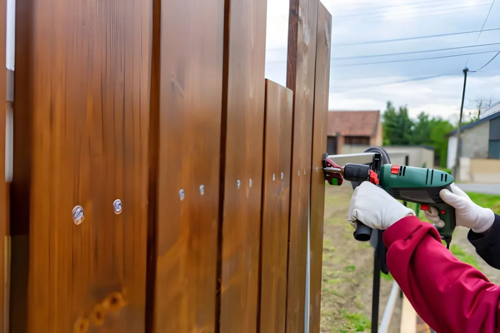 Fence Repair with reinforced fence post and support