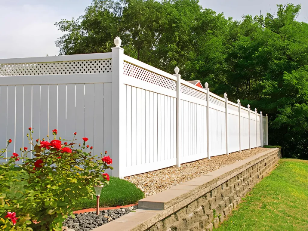 Vinyl Fence Installation featuring a clean decorative fence design