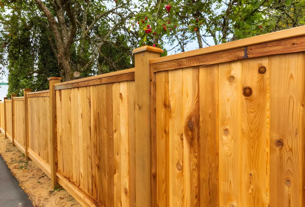 Wood Fence Installation creating a defined boundary around a residential property